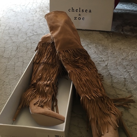 Chelsea & Zoe Shoes - OVER THE KNEE FRINGE BOOTS BY CHELSEA AND ZOE. NEW